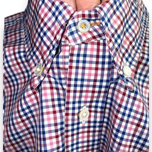 J. McLaughlin Pink Gingham Oxford Button Down Shirt Size M - Picture 4 of 10